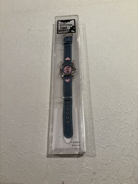 Disney Denim Blue Watch with Pink Minnie Heart Accents